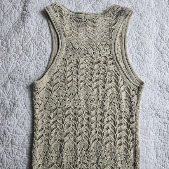 Roots Beige Maxi Dress Crochet Summer Beach Cover Up Size Medium - Picture 8 of 12